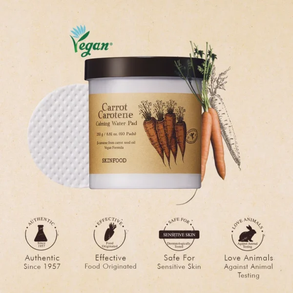 SKINFOOD - Carrot Carotene Calming Water Pad (60 pcs)